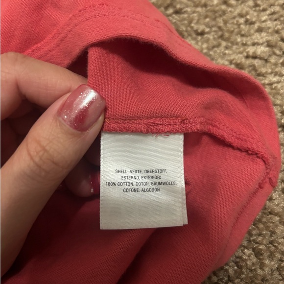 Anthropologie Off the shoulder dress with pockets  size Large 100% Cotton coral - Picture 5 of 7